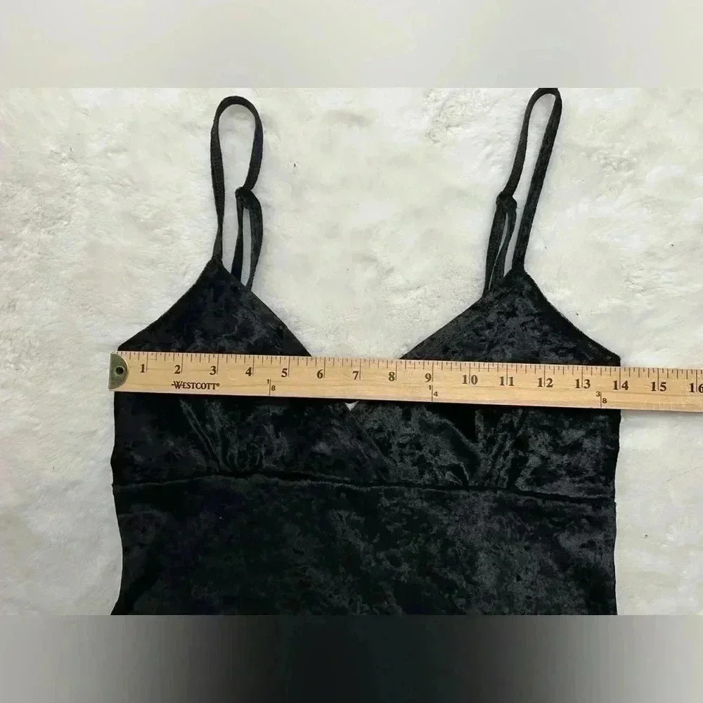 Vintage Victoria’s Secret Crushed Velvet Slip Dress Mini Small Black 90s 2000s - Picture 11 of 13